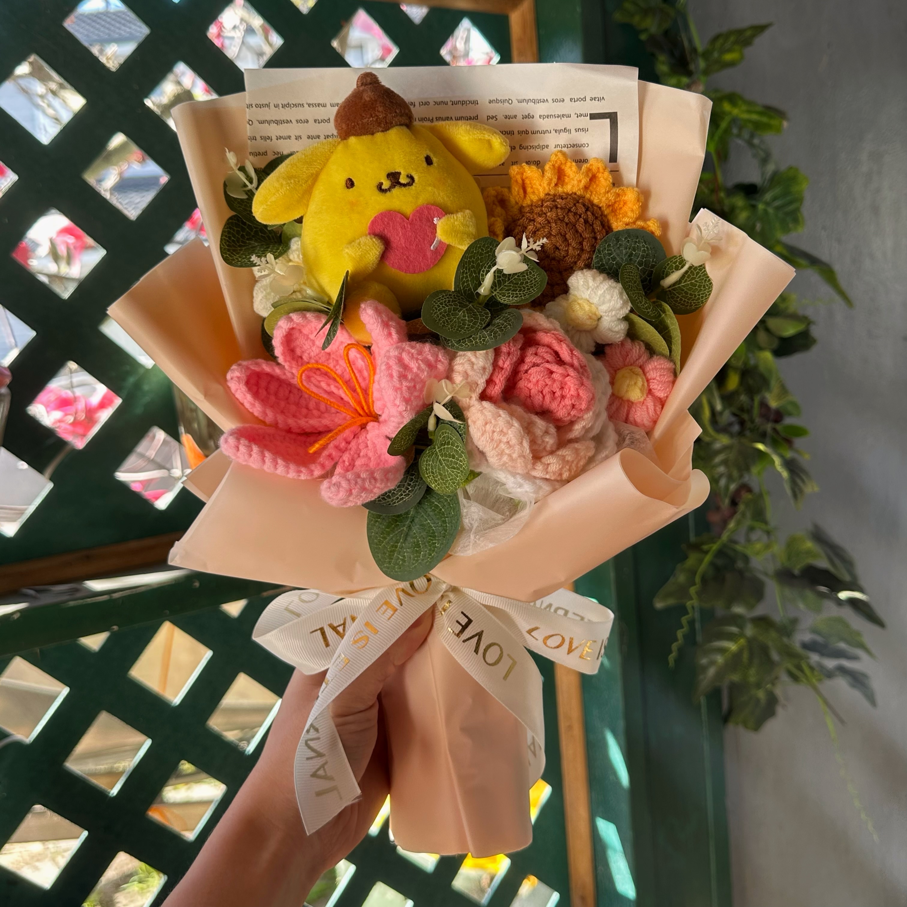 Medium - Pink Pompompurin Heart Bouquet