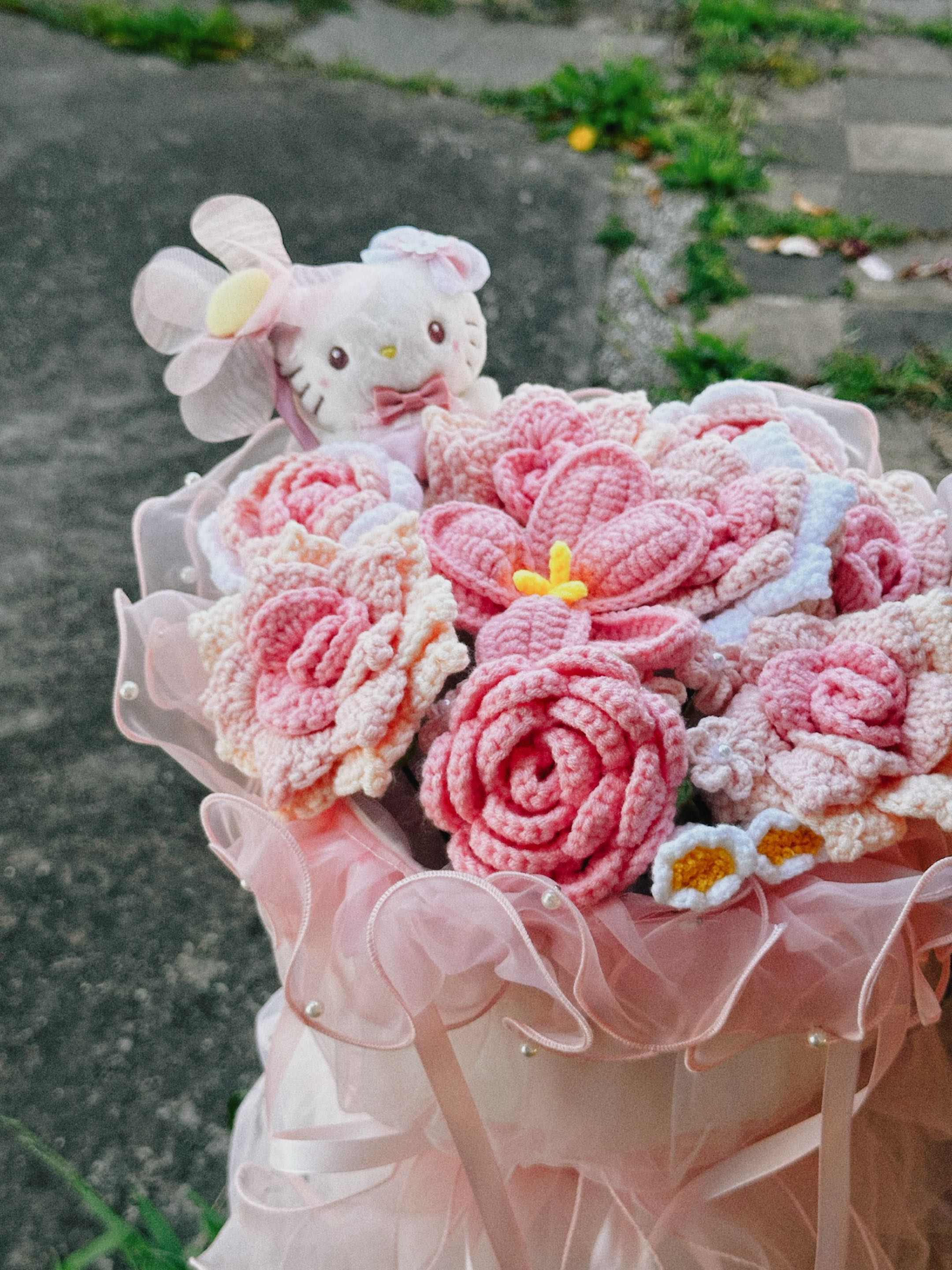 Large - Round Pink Bloom Bouquet photo 2
