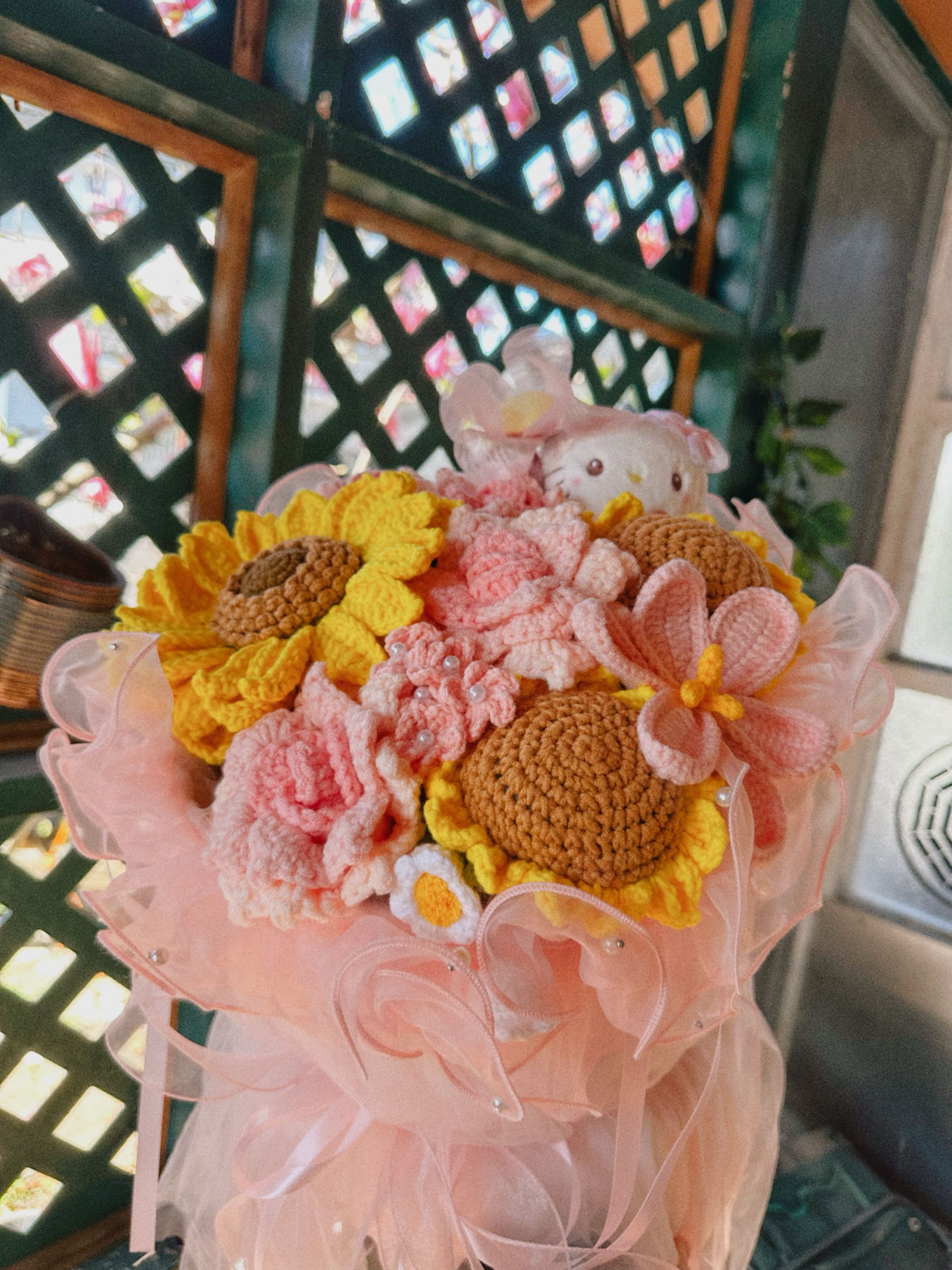 Large - Round Pink Sunflower Bouquet photo 2